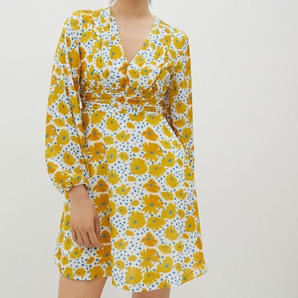 Athropologie Yellow Flow Mini Dress NWT